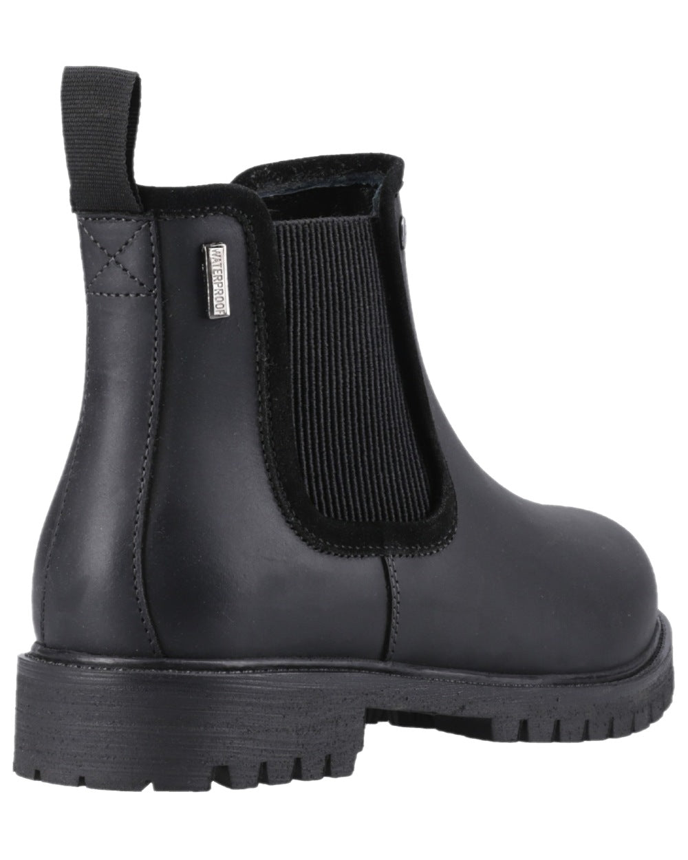 Black Coloured Hunter Womens Canna Waterproof Dealer Boots on white background #colour_black
