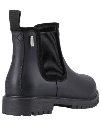 Black Coloured Hunter Womens Canna Waterproof Dealer Boots on white background #colour_black