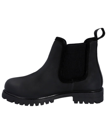 Black Coloured Hunter Womens Canna Waterproof Dealer Boots on white background #colour_black