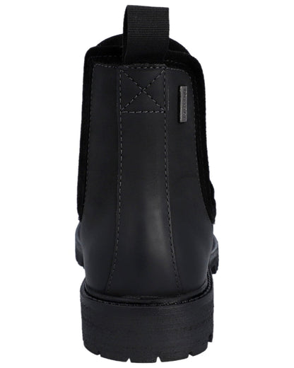 Black Coloured Hunter Womens Canna Waterproof Dealer Boots on white background #colour_black