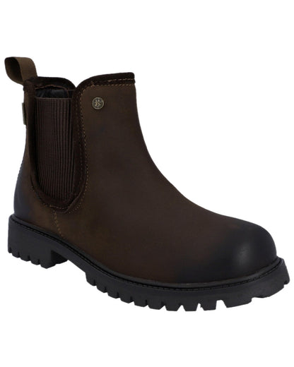 Brown Coloured Hunter Womens Canna Waterproof Dealer Boots on white background #colour_brown