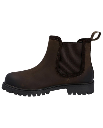 Brown Coloured Hunter Womens Canna Waterproof Dealer Boots on white background #colour_brown