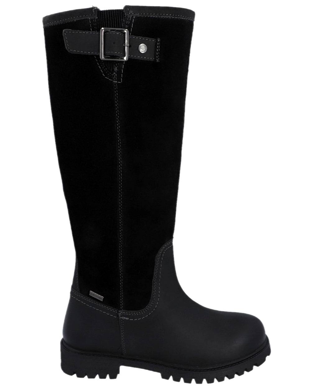 Black Coloured Hunter Womens Canna Waterproof Tall Boots on white background #colour_black