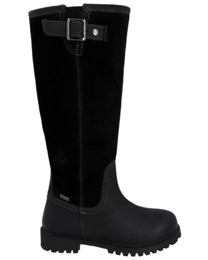 Black Coloured Hunter Womens Canna Waterproof Tall Boots on white background #colour_black