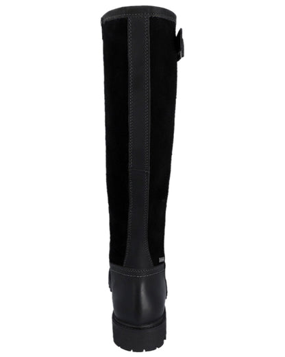 Black Coloured Hunter Womens Canna Waterproof Tall Boots on white background #colour_black