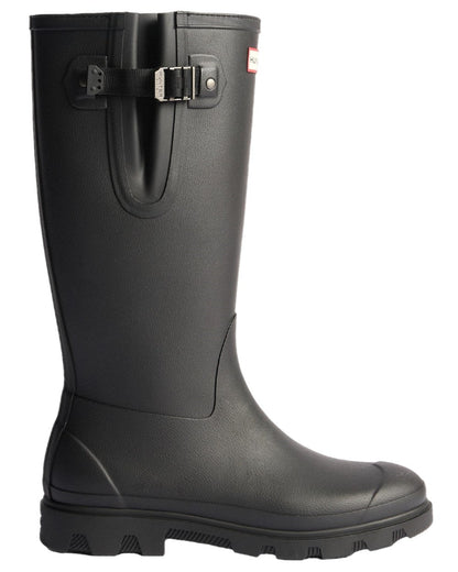 Black Coloured Hunter Womens Downpour Adjustable Field Boots on white background #colour_black
