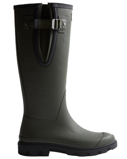 Dark Olive Black Coloured Hunter Womens Downpour Adjustable Tall Boots on white background #colour_dark-olive-black