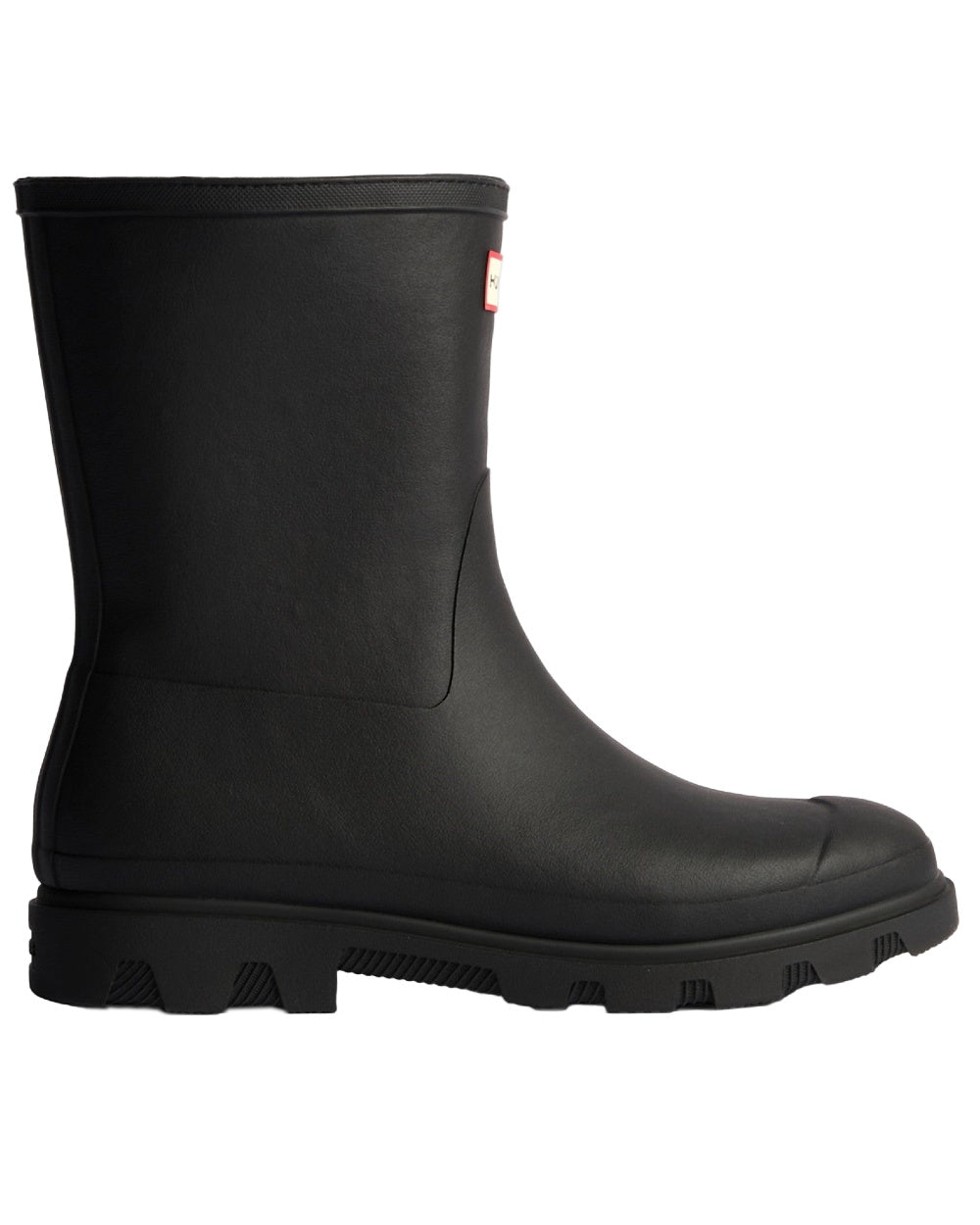 Black Coloured Hunter Womens Downpour Insulated Short Boots on white background #colour_black