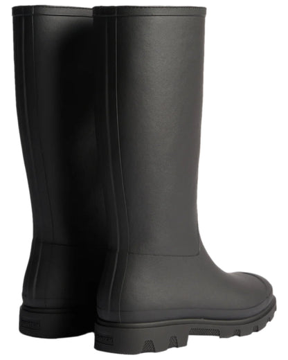 Black Coloured Hunter Womens Downpour Insulated Tall Boots on white background #colour_black