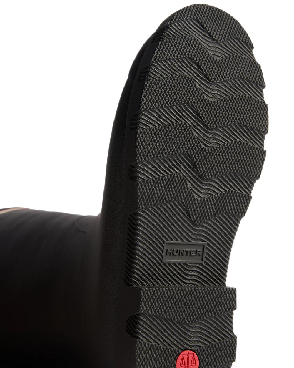 Black Coloured Hunter Womens Downpour Insulated Tall Boots on white background #colour_black