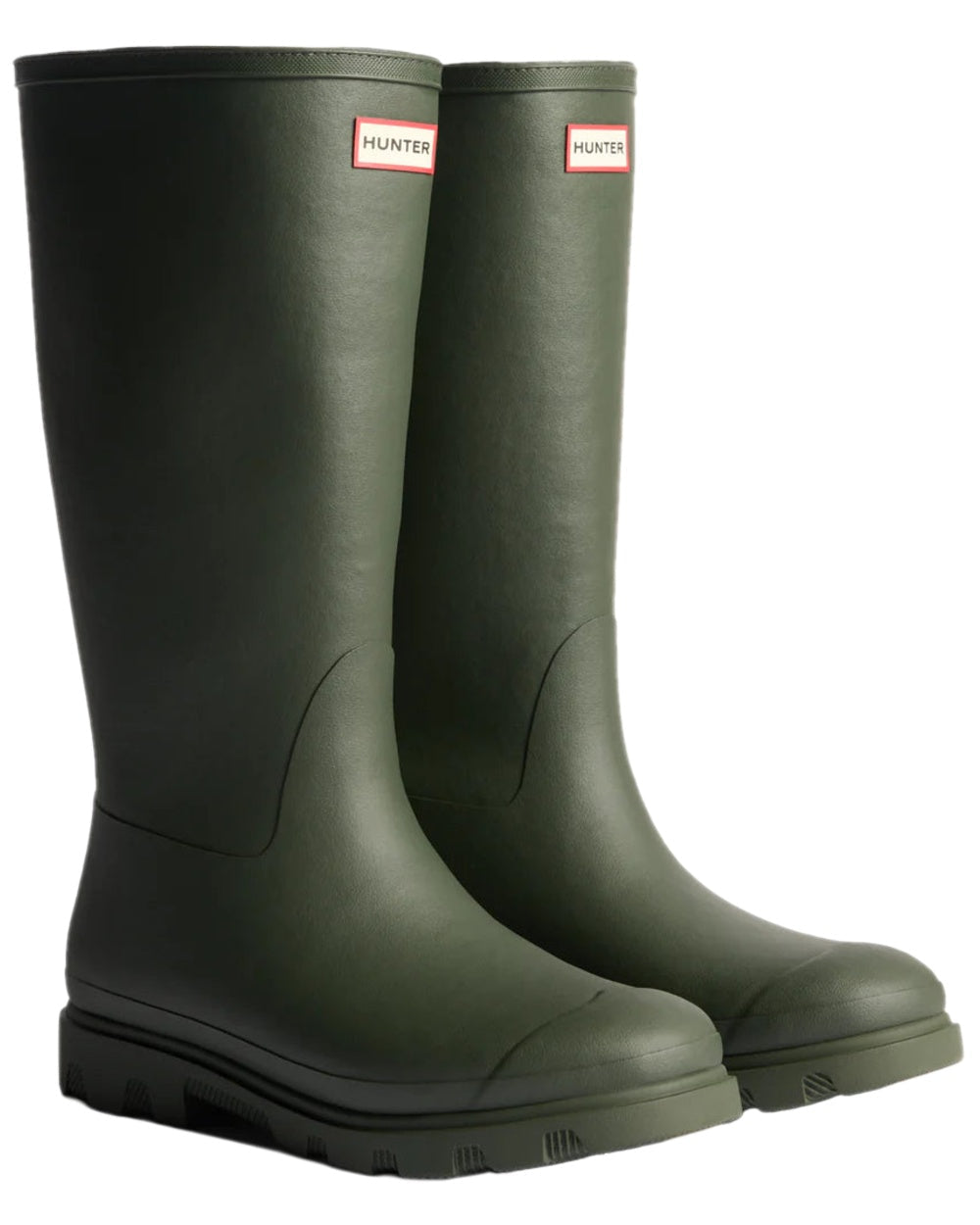 Dark Olive Coloured Hunter Womens Downpour Insulated Tall Boots on white background #colour_dark-olive