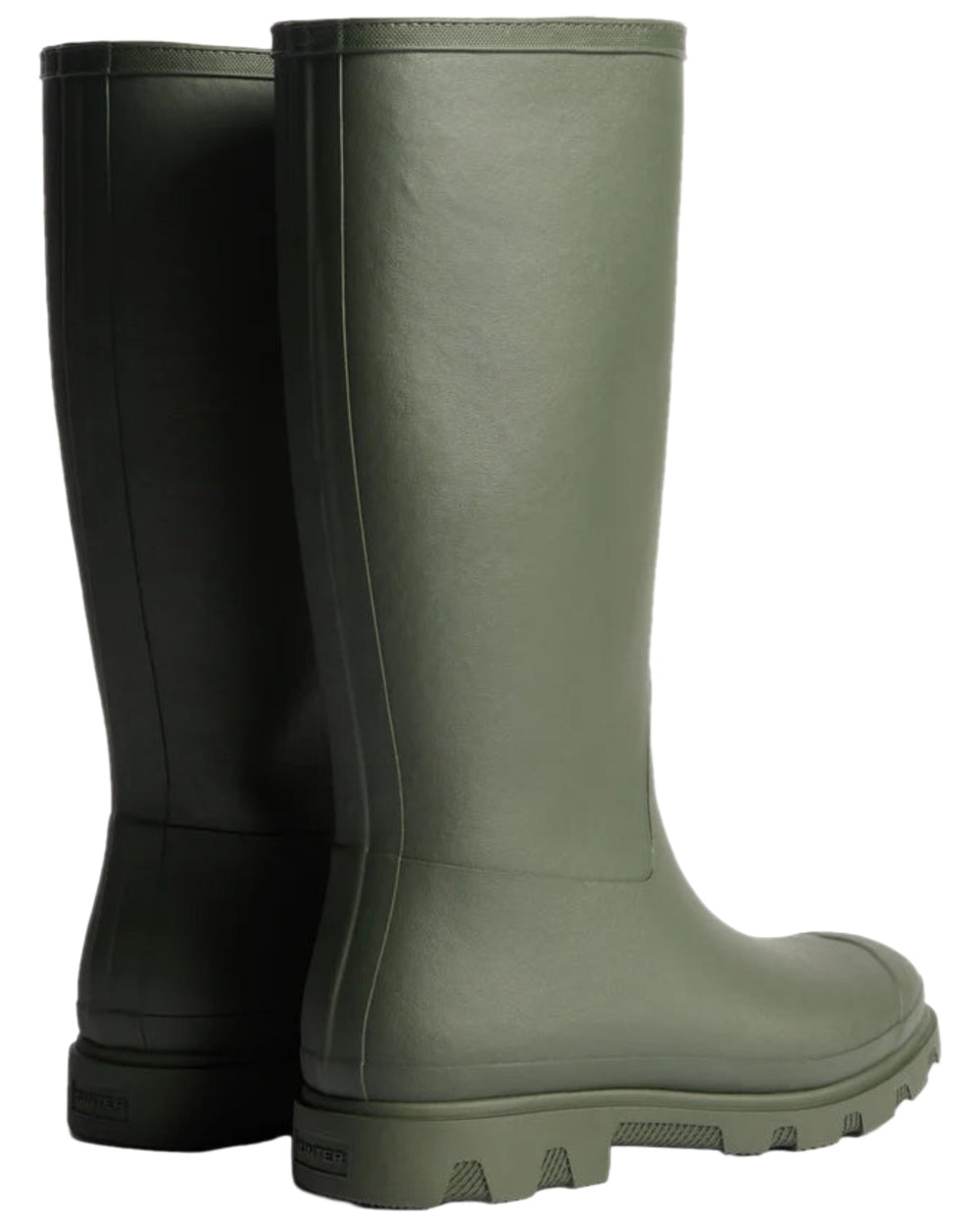 Dark Olive Coloured Hunter Womens Downpour Insulated Tall Boots on white background #colour_dark-olive