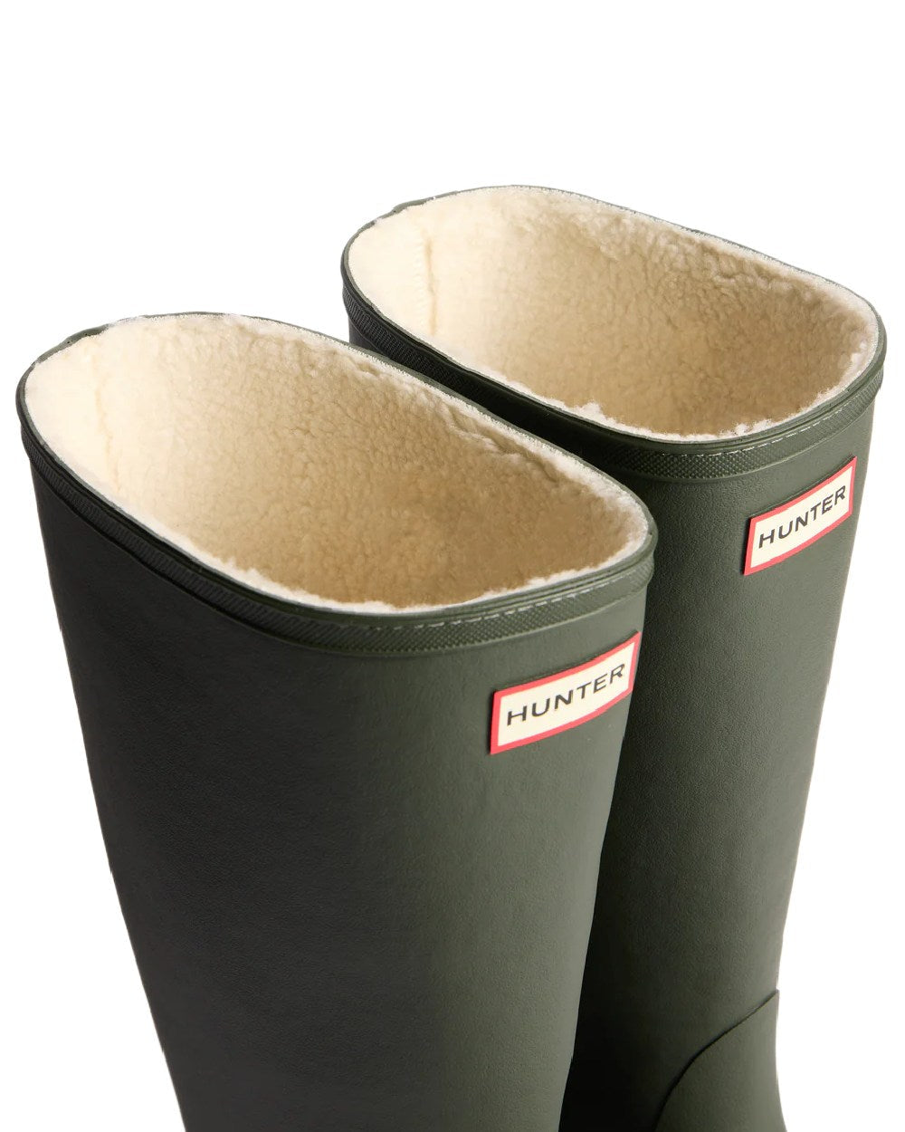 Dark Olive Coloured Hunter Womens Downpour Insulated Tall Boots on white background #colour_dark-olive
