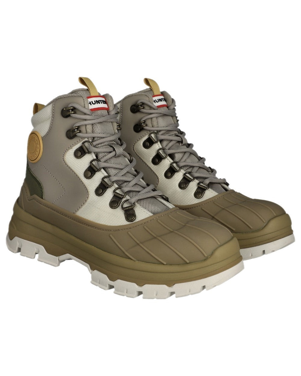 Alloy Coloured Hunter Womens Explorer Duck Boots on white background #colour_alloy