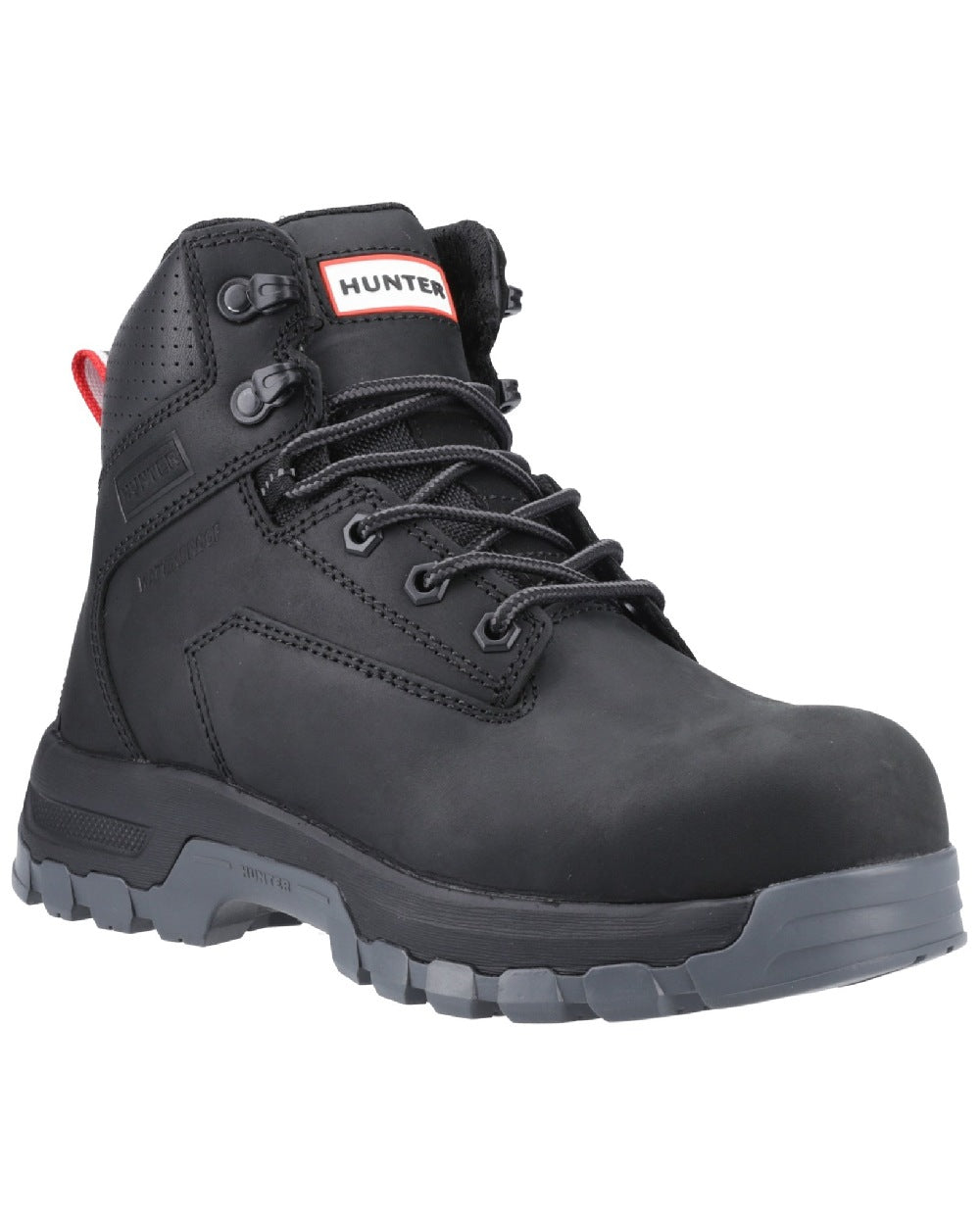 Black Coloured Hunter Womens Gale Safety Boots on white background #colour_black