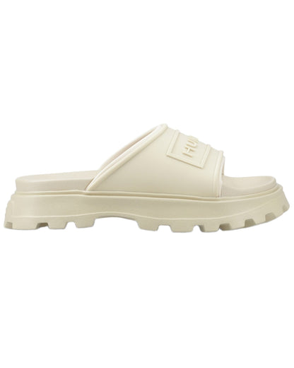 Gravel Coloured Hunter Womens Moulded Stacked Sliders on white background #colour_gravel