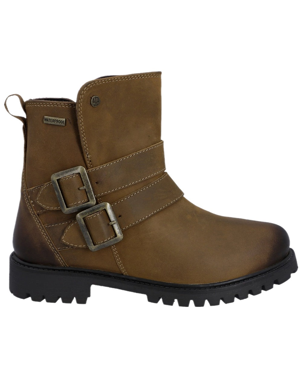 Dark Tan Coloured Hunter Womens Ness Ankle Boots on white background #colour_dark-tan