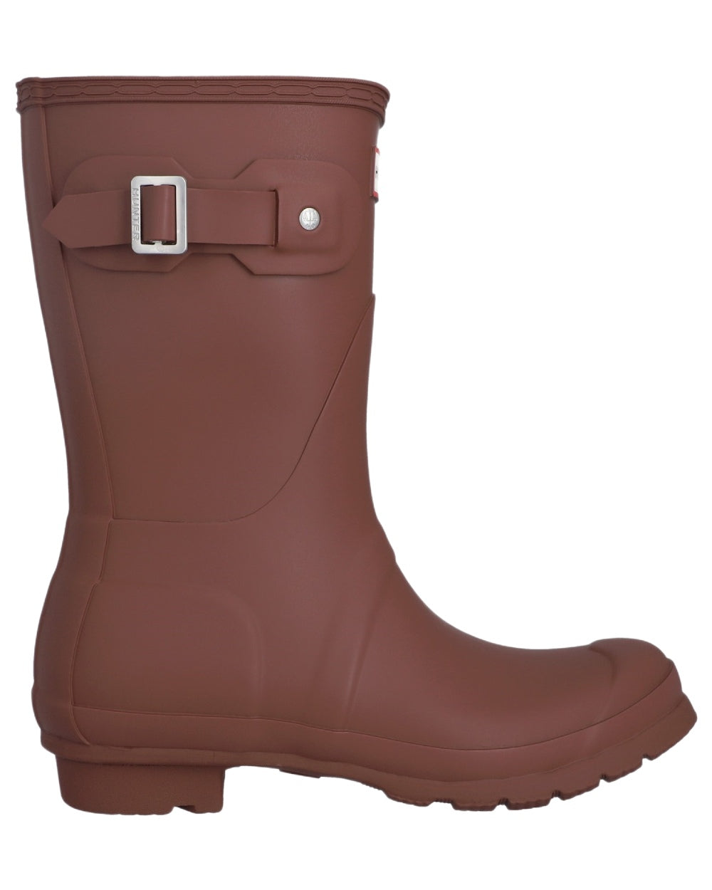 Merlot Coloured Hunter Womens Original Short Wellingtons on white background #colour_merlot
