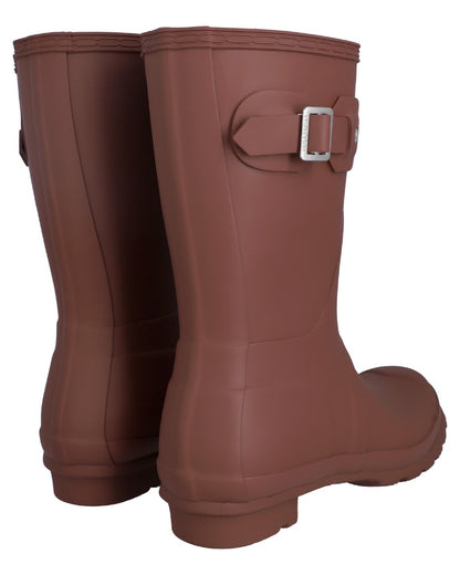Merlot Coloured Hunter Womens Original Short Wellingtons on white background #colour_merlot
