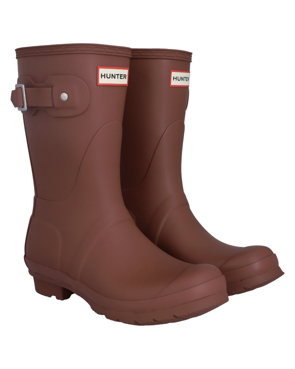 Merlot Coloured Hunter Womens Original Short Wellingtons on white background #colour_merlot