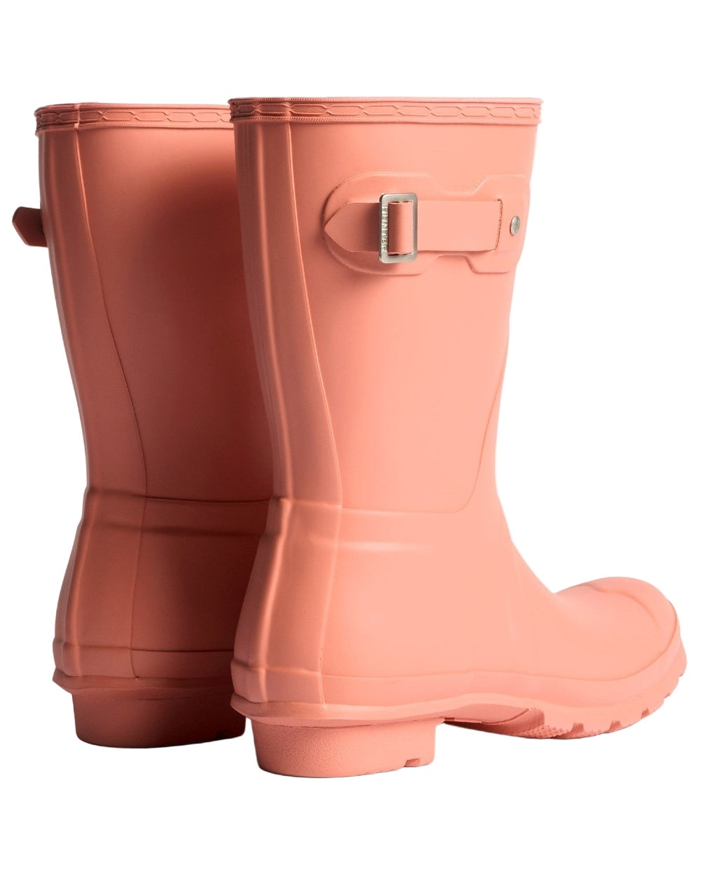 Terracotta Coloured Hunter Womens Original Short Wellingtons on white background #colour_terracotta