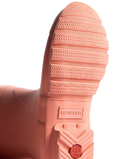 Terracotta Coloured Hunter Womens Original Short Wellingtons on white background #colour_terracotta