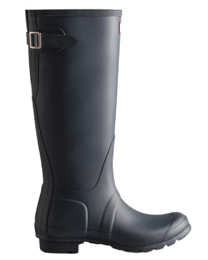Navy coloured Hunter Womens Original Tall Back Adjustable Wellington Boots on white background #colour_navy