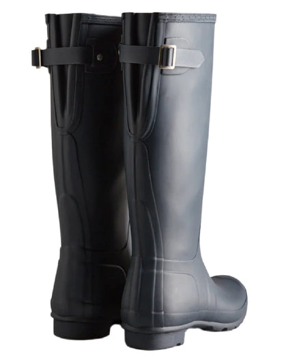 Navy coloured Hunter Womens Original Tall Back Adjustable Wellington Boots on white background #colour_navy