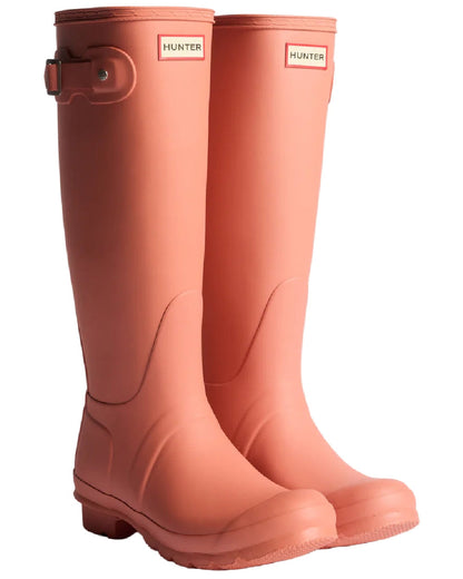 Terracotta Coloured Hunter Womens Original Tall Wellingtons on white background #colour_terracotta