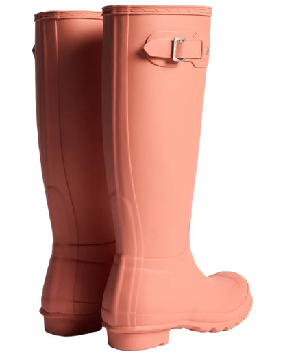 Terracotta Coloured Hunter Womens Original Tall Wellingtons on white background #colour_terracotta