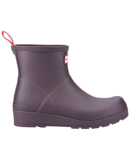 Black Grape Coloured Hunter Womens Play Short Wellingtons on white background
#colour_black-grape