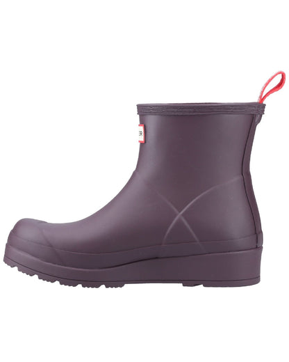 Black Grape Coloured Hunter Womens Play Short Wellingtons on white background
#colour_black-grape