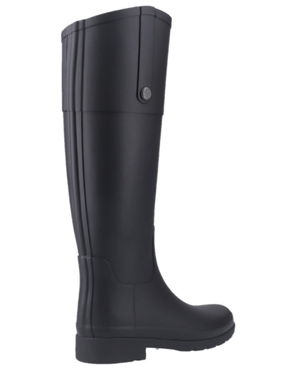 Black Coloured Hunter Womens Refined Riding Tall Wellington Boots on white background #colour_black