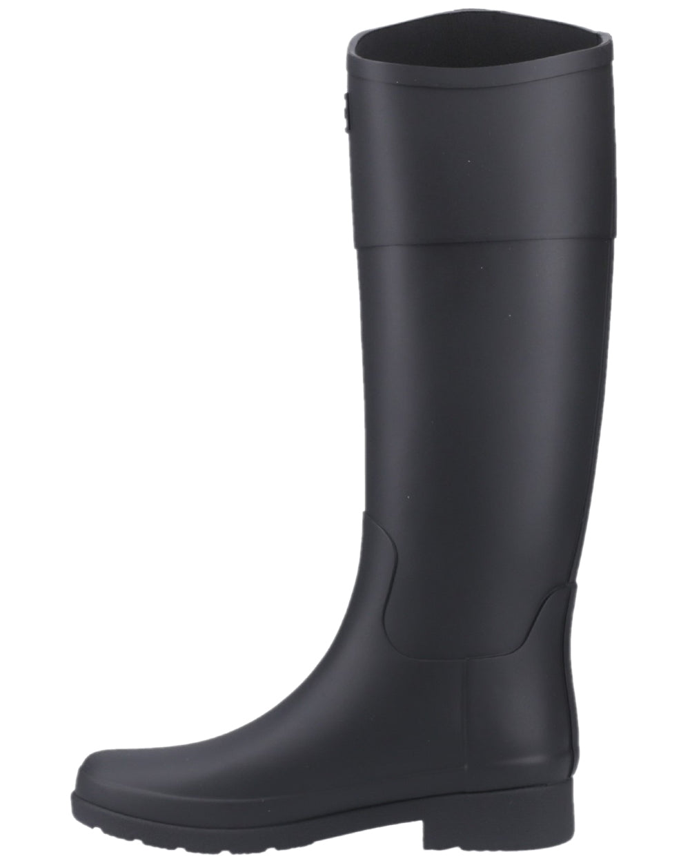 Black Coloured Hunter Womens Refined Riding Tall Wellington Boots on white background #colour_black