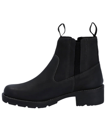 Black Coloured Hunter Womens Skye Waterproof Dealer Boots on white background #colour_black