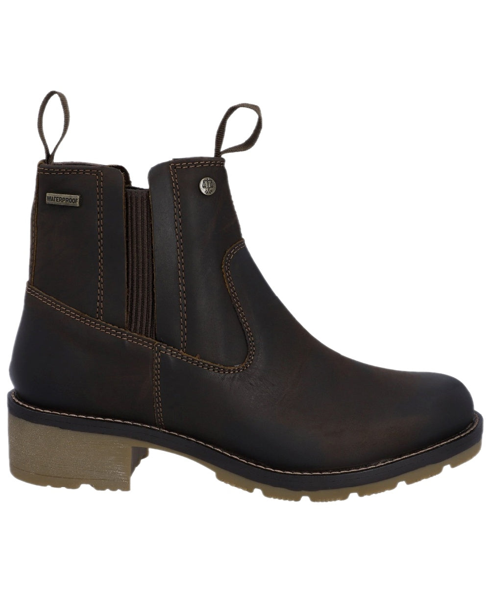 Brown Coloured Hunter Womens Skye Waterproof Dealer Boots on white background #colour_brown