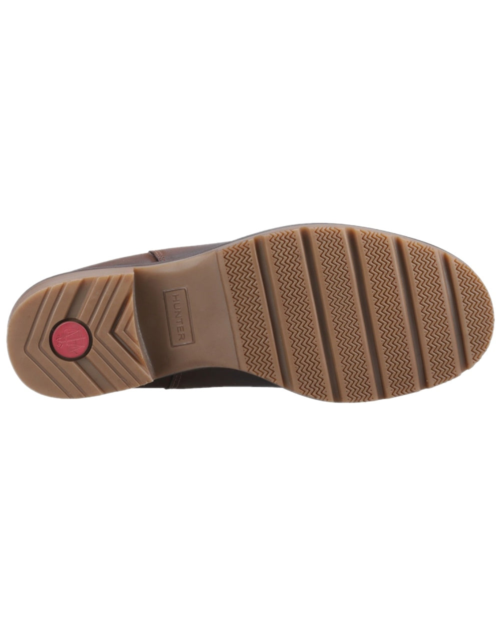Brown Coloured Hunter Womens Skye Waterproof Dealer Boots on white background #colour_brown