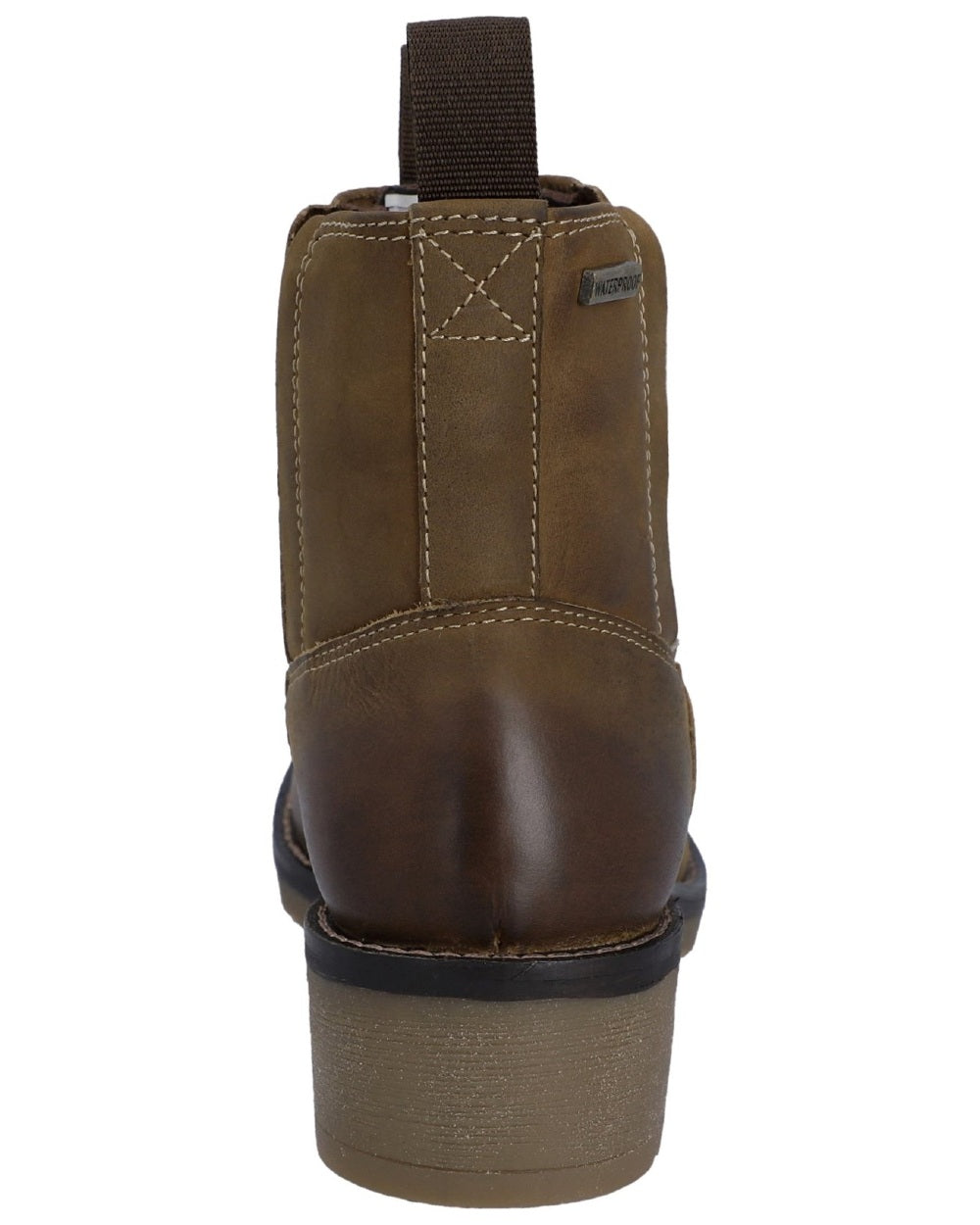 Dark Tan Coloured Hunter Womens Skye Waterproof Dealer Boots on white background #colour_dark-tan