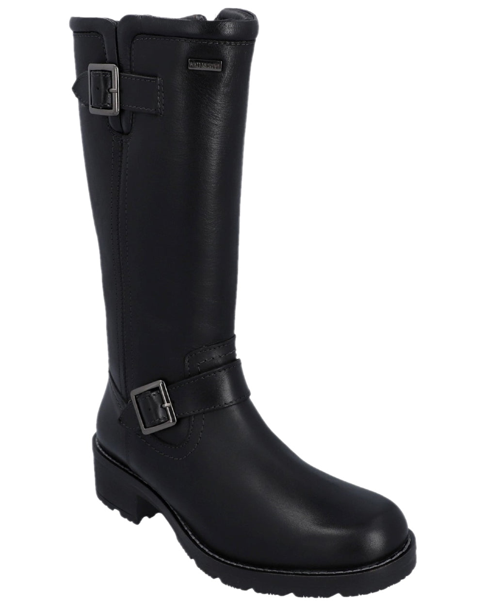 Black Coloured Hunter Womens Skye Waterproof Tall Boots on white background #colour_black
