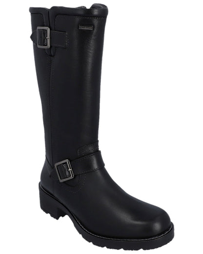 Black Coloured Hunter Womens Skye Waterproof Tall Boots on white background #colour_black