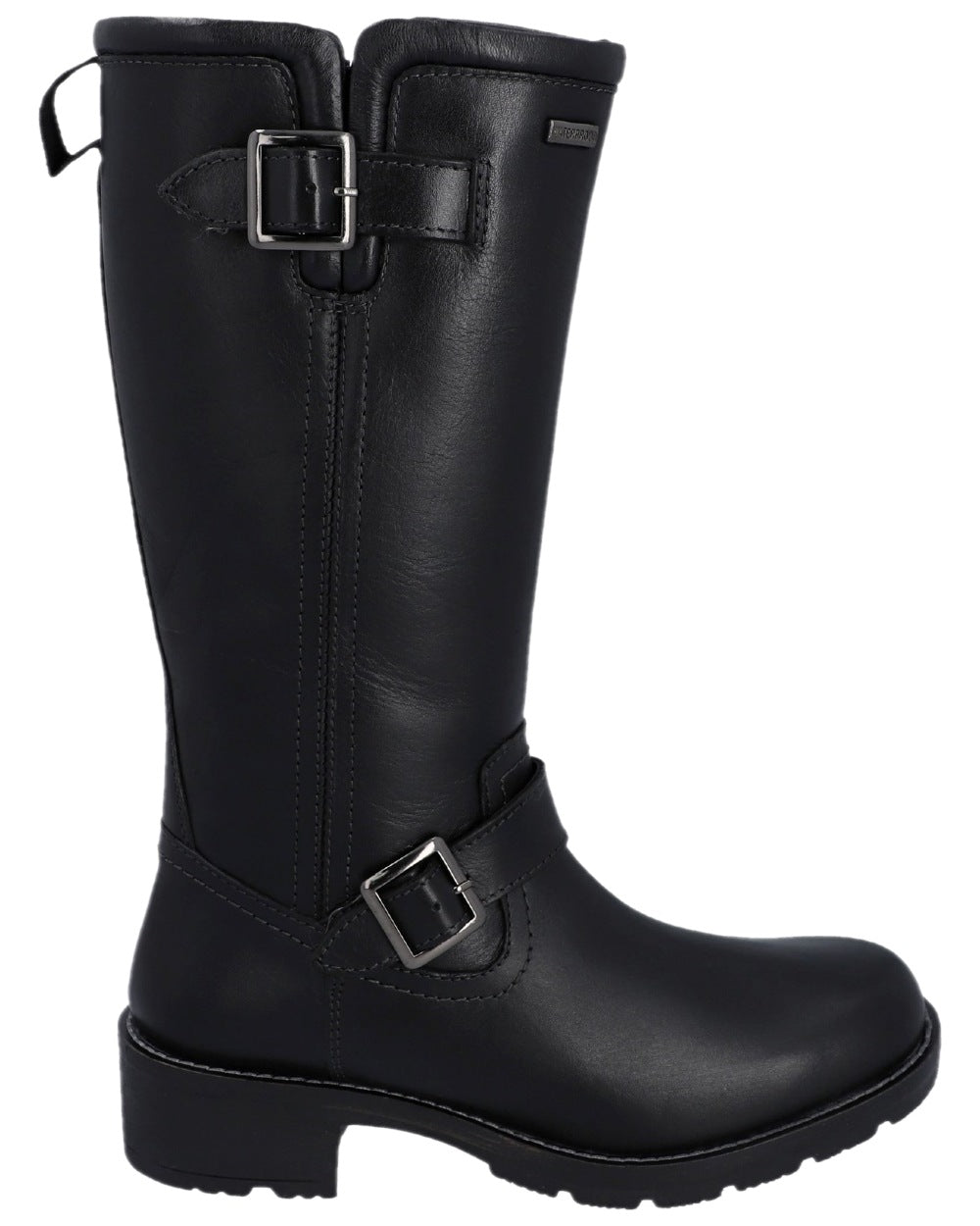 Black Coloured Hunter Womens Skye Waterproof Tall Boots on white background #colour_black