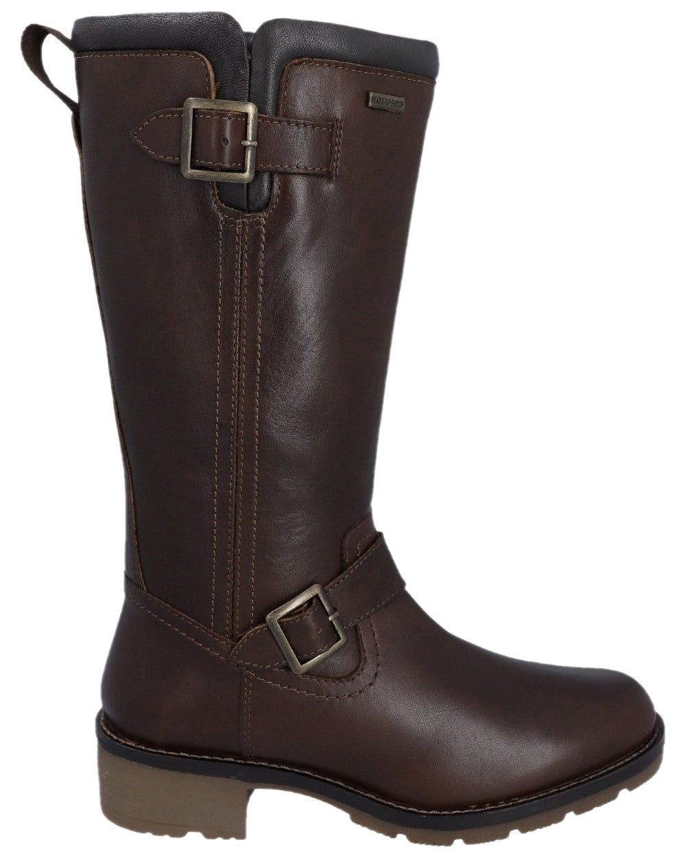 Brown Coloured Hunter Womens Skye Waterproof Tall Boots on white background #colour_brown
