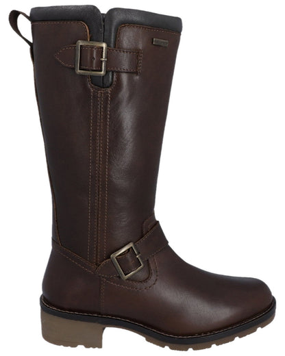 Brown Coloured Hunter Womens Skye Waterproof Tall Boots on white background #colour_brown