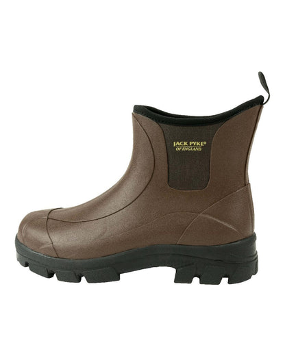 Brown coloured Jack Pyke Ankle Wellington Boots on white background #colour_brown