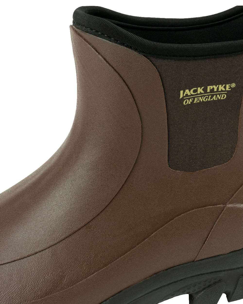 Brown coloured Jack Pyke Ankle Wellington Boots on white background #colour_brown