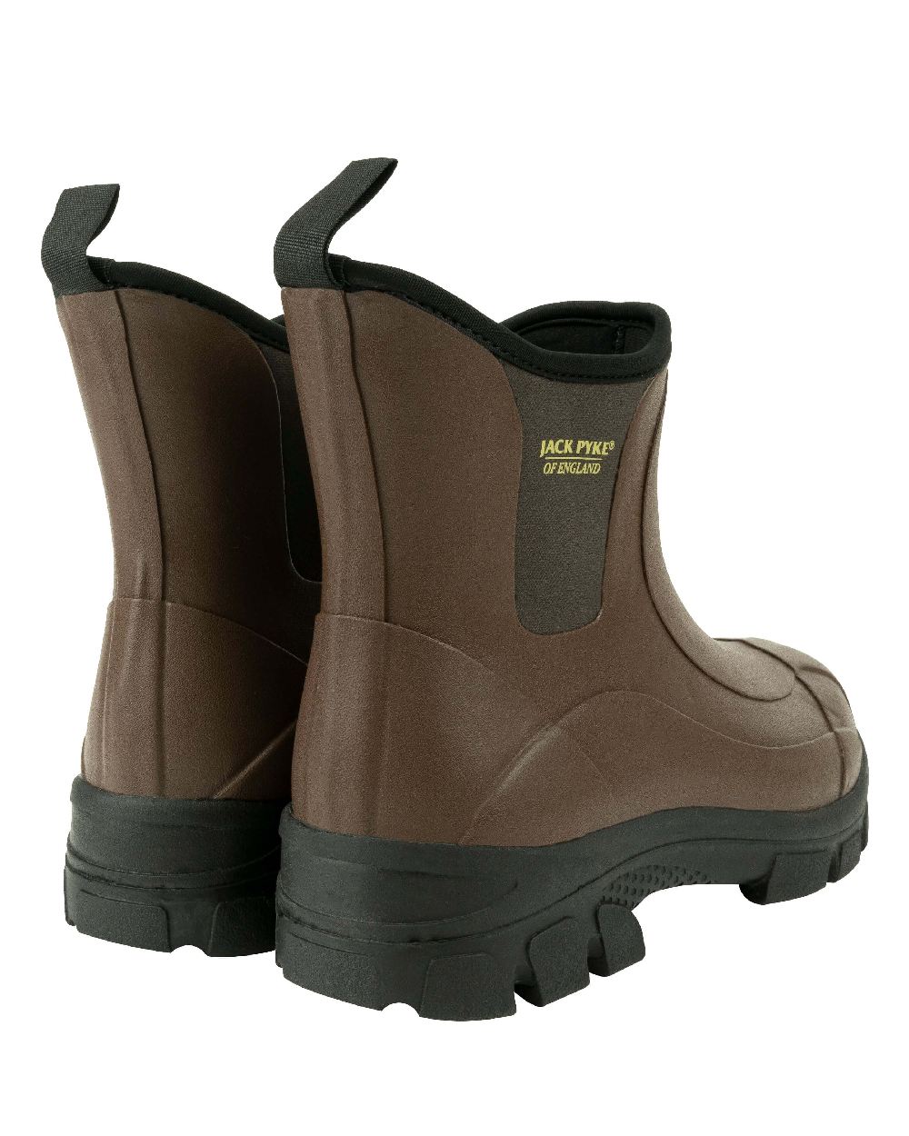 Brown coloured Jack Pyke Ankle Wellington Boots on white background #colour_brown