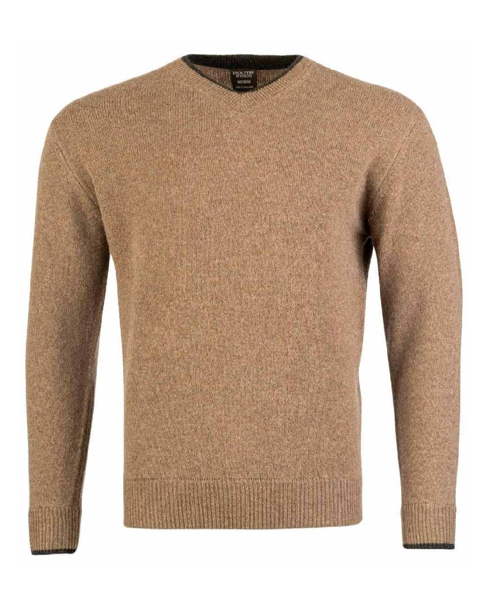 Barley coloured Jack Pyke Ashcombe 100% Lambswool V-Neck on white background #colour_barley