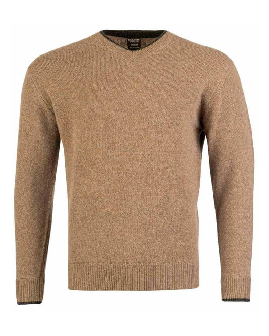 Barley coloured Jack Pyke Ashcombe 100% Lambswool V-Neck on white background #colour_barley