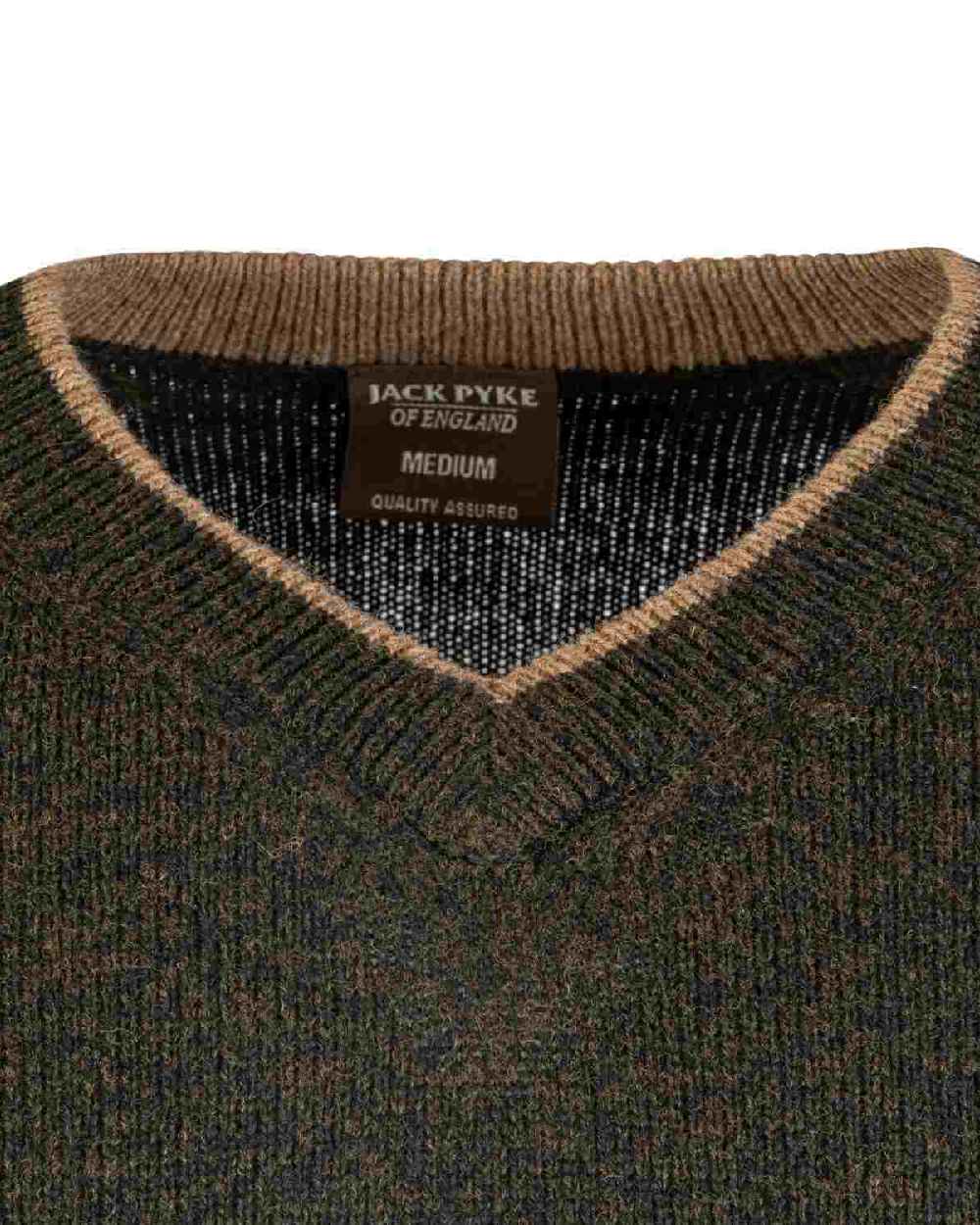 Dark Olive coloured Jack Pyke Ashcombe 100% Lambswool V-Neck on white background #colour_dark-olive