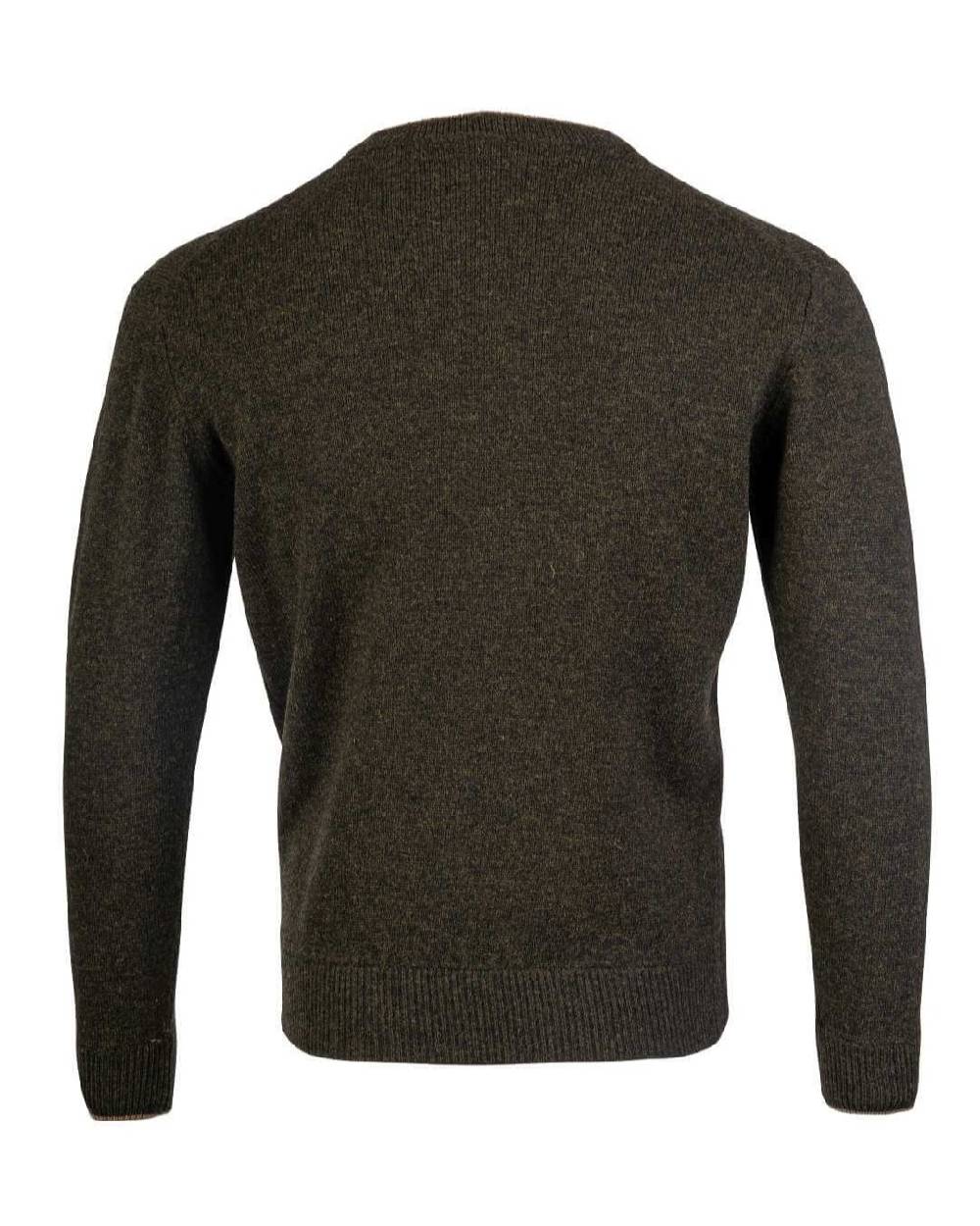 Dark Olive coloured Jack Pyke Ashcombe 100% Lambswool V-Neck on white background #colour_dark-olive